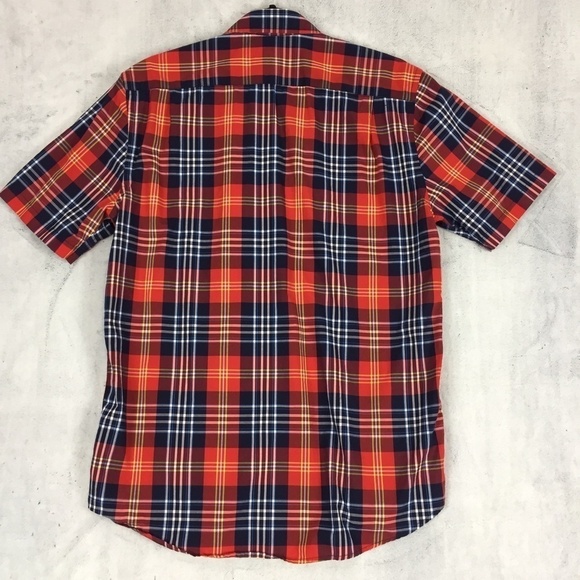 Logan Hill Button Down Plaid Shirt Medium 100% Cotton Short Sleeve - Picture 2 of 12